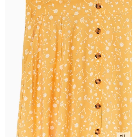 Torrid Mustard Yellow Floral Challis Button Midi Skirt. Size 2. - Picture 9 of 10